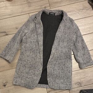 Express Marled Gray Open-Blazer Cardigan